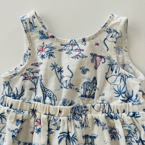 Carter’s 9 Months Baby Girl Linen Blend Dress Safari Animals NWT Spring … - Picture 2 of 7